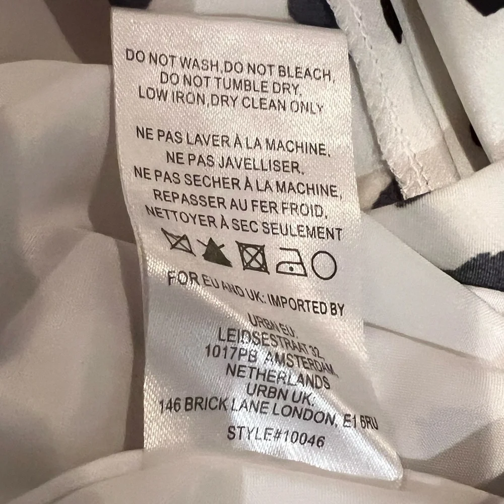 HATCH Midi Dress L Black White Spot Print Spaghetti Strap V-Neck Slit - Picture 7 of 13